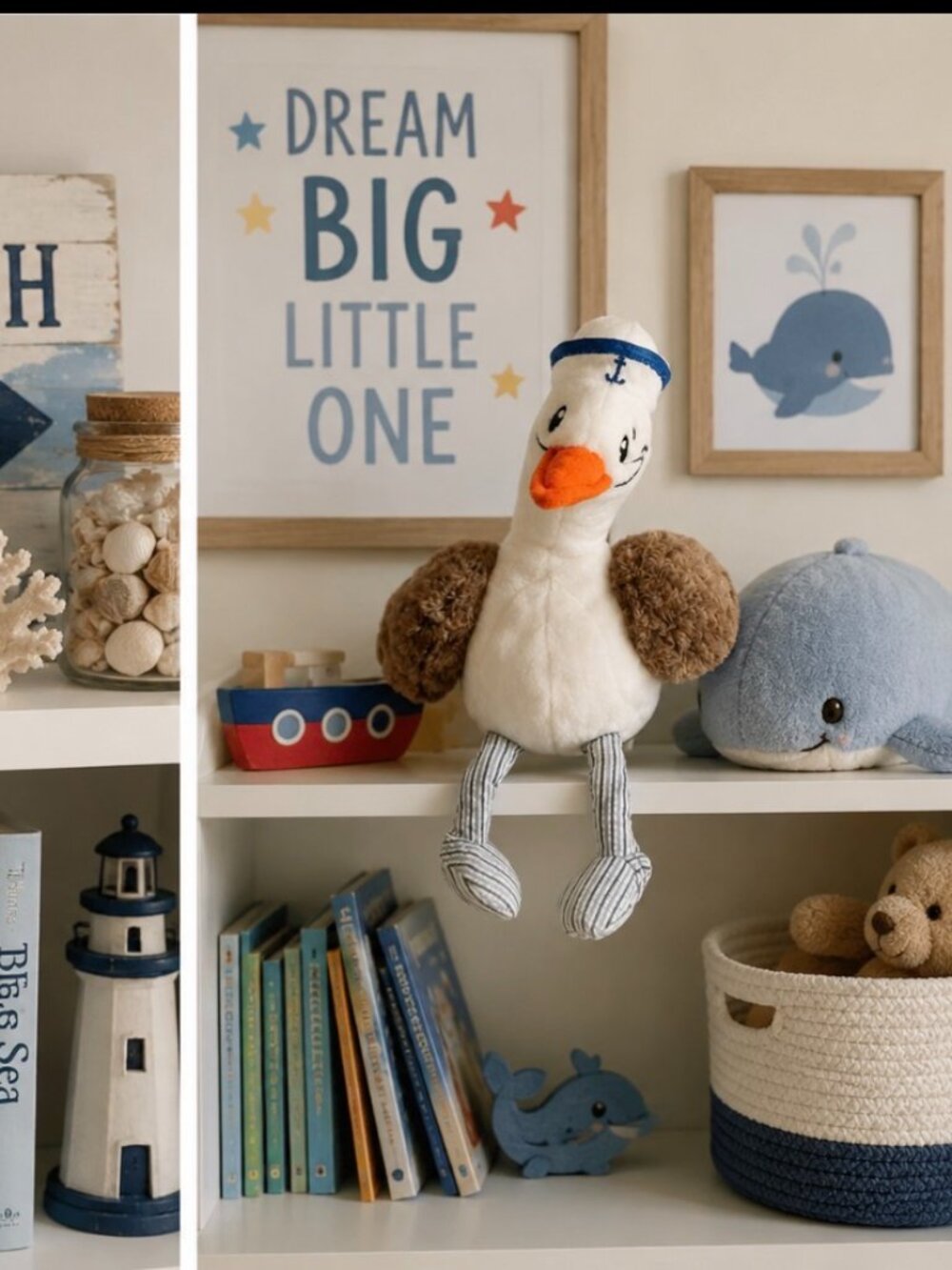 Seagull THE PREPPY PELICAN Plush Seagull Sailor Hat Smiling Nautical Bookshelf